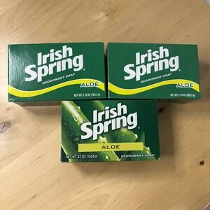Irish Spring Bar Soap Lot of 3 Mens 3.7 oz Vintage Aloe Deodorant Sealed Box